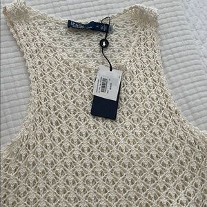 Polo by Ralph Lauren Cream Crochet Muscle Tee